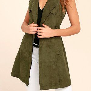 Geneva Olive Green Suede Belted Vest